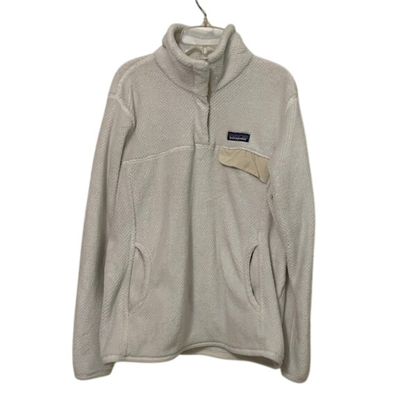 Patagonia Re-Tool Snap Cream White Polartec Fleece Jacket Womens Size Large - Picture 1 of 14